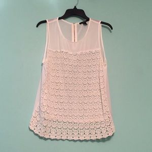 Forever 21 white tank top w/ floral lace